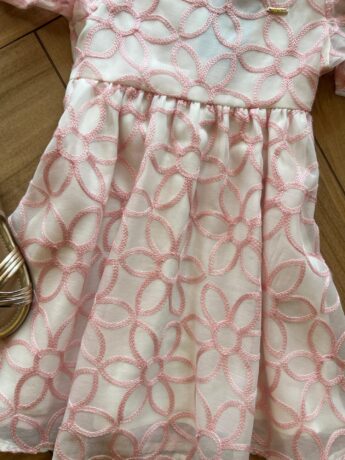 fernandaramoskids com br Vestido Infantil Feminino Manga Curta Bordado Rosa1
