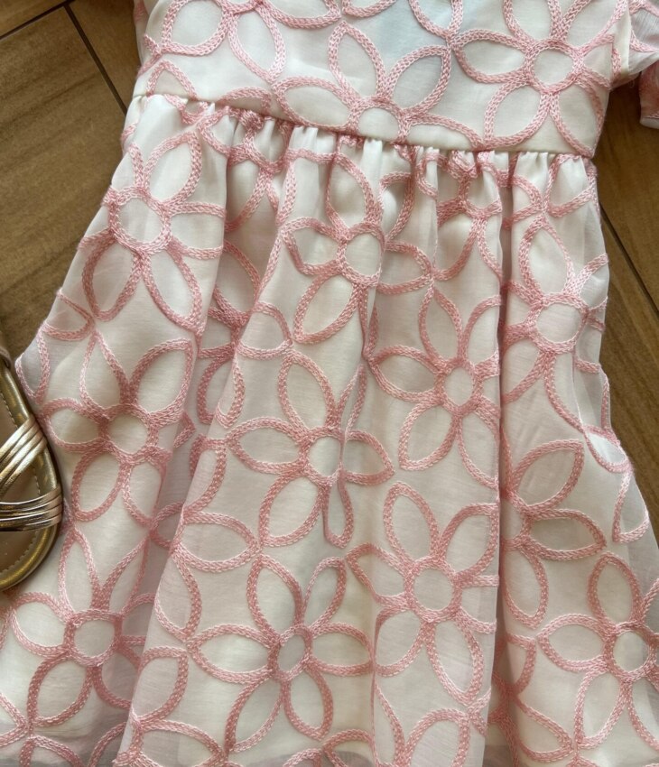 fernandaramoskids com br Vestido Infantil Feminino Manga Curta Bordado Rosa1