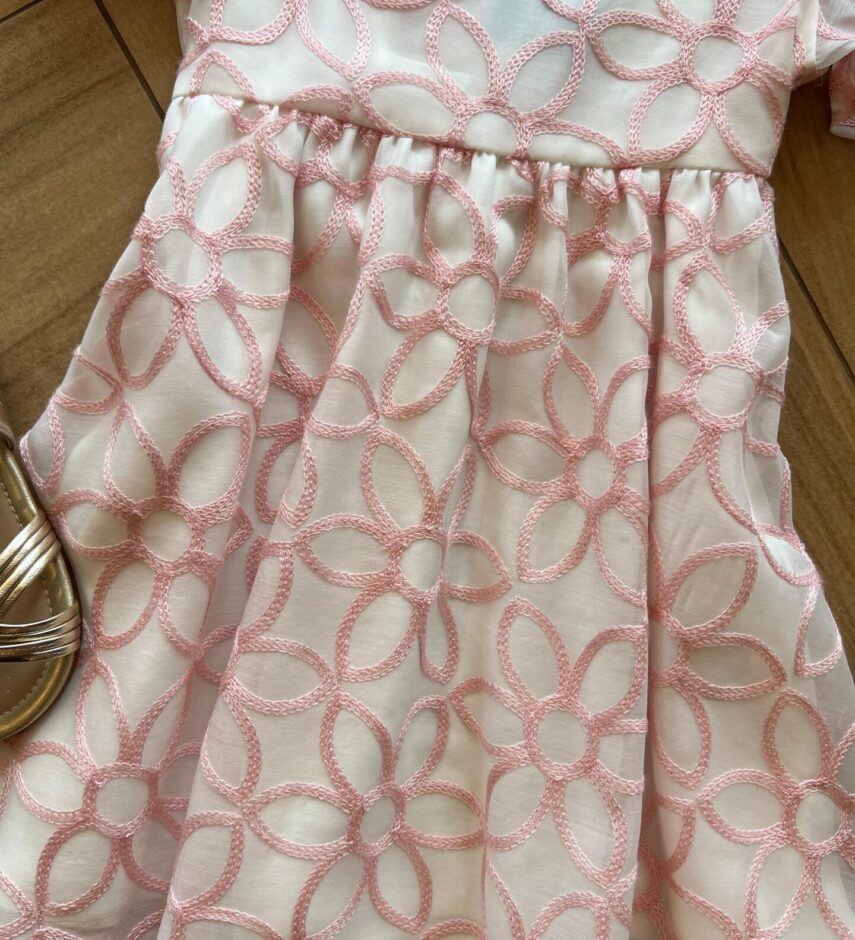 fernandaramoskids com br Vestido Infantil Feminino Manga Curta Bordado Rosa1