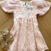 Vestido Infantil Feminino Manga Curta Bordado Rosa Fernanda Ramos Kids
