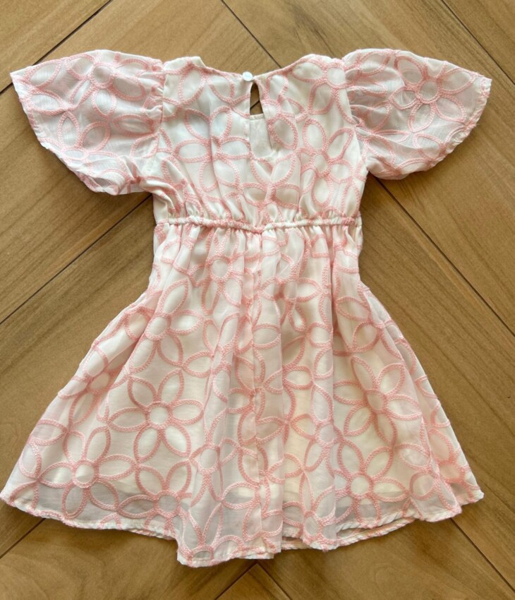 fernandaramoskids com br Vestido Infantil Feminino Manga Curta Bordado Rosa2