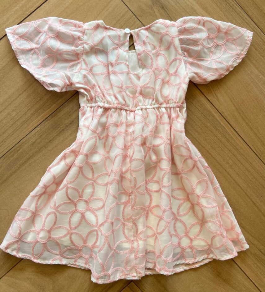 fernandaramoskids com br Vestido Infantil Feminino Manga Curta Bordado Rosa2
