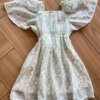 fernandaramoskids com br Vestido Infantil Feminino Manga Curta Bordado Verde2