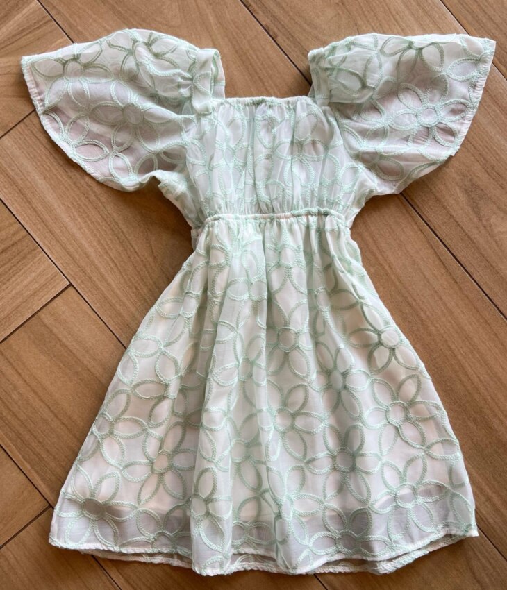 fernandaramoskids com br Vestido Infantil Feminino Manga Curta Bordado Verde2