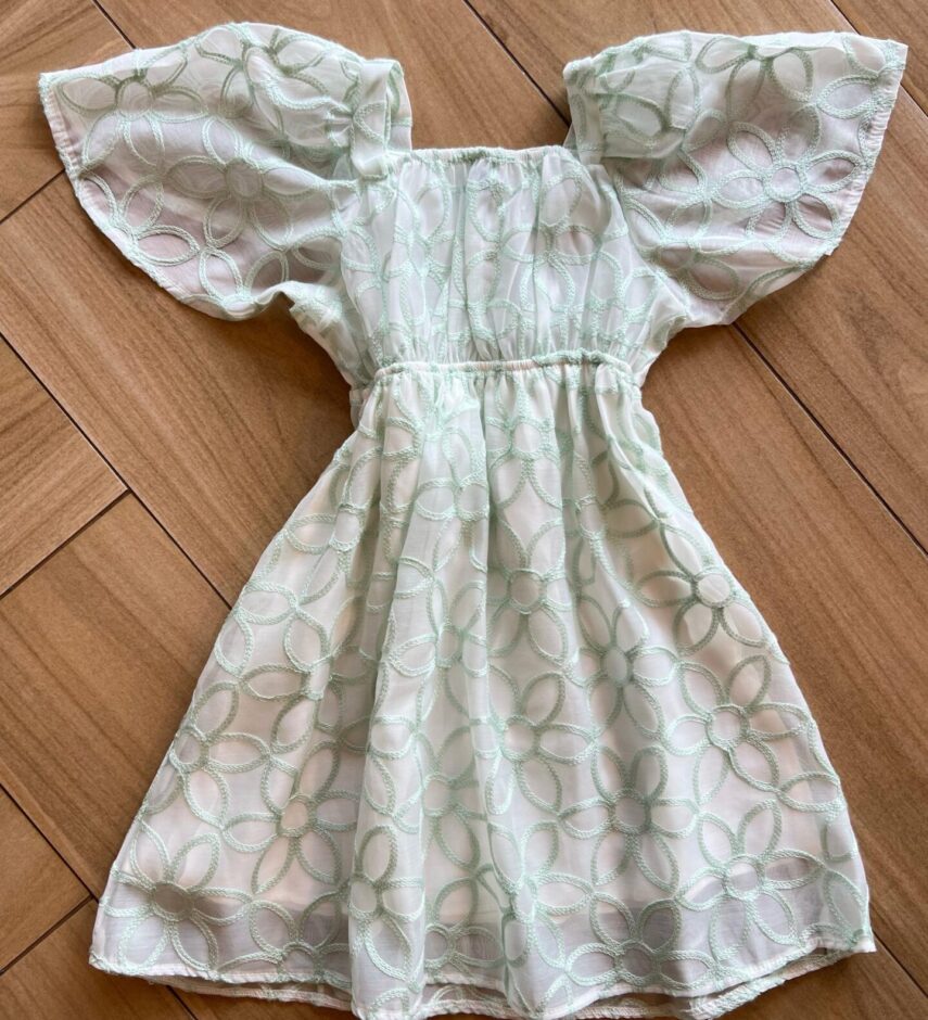 fernandaramoskids com br Vestido Infantil Feminino Manga Curta Bordado Verde2