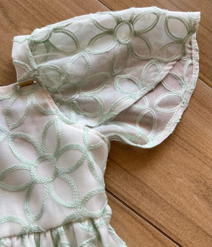 fernandaramoskids com br Vestido Infantil Feminino Manga Curta Bordado Verde1