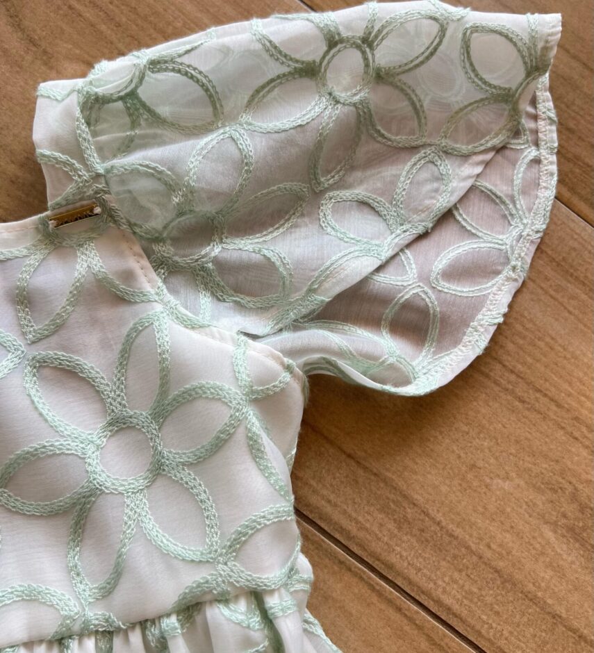 fernandaramoskids com br Vestido Infantil Feminino Manga Curta Bordado Verde1