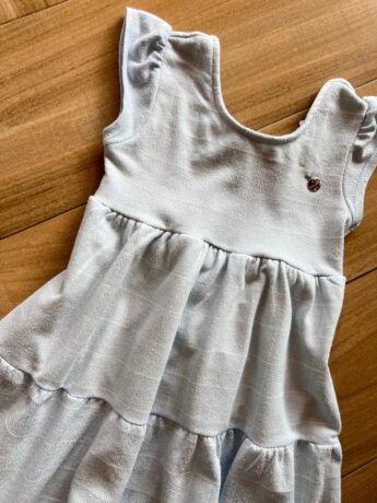 fernandaramoskids com br Vestido Infantil Feminino Manga Curta com Amarração Azul Bebê1