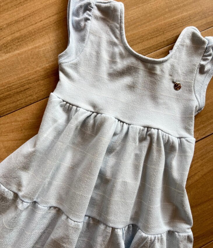 fernandaramoskids com br Vestido Infantil Feminino Manga Curta com Amarração Azul Bebê1