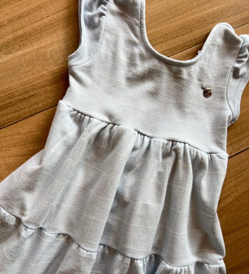 fernandaramoskids com br Vestido Infantil Feminino Manga Curta com Amarração Azul Bebê1