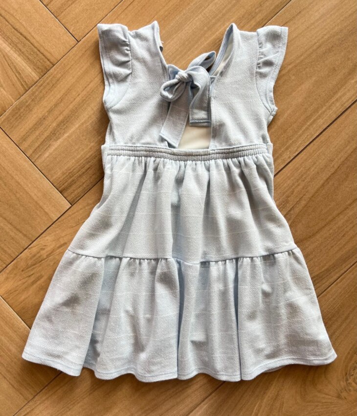 fernandaramoskids com br Vestido Infantil Feminino Manga Curta com Amarração Azul Bebê2