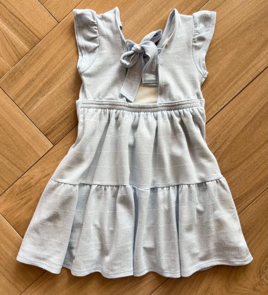 fernandaramoskids com br Vestido Infantil Feminino Manga Curta com Amarração Azul Bebê2