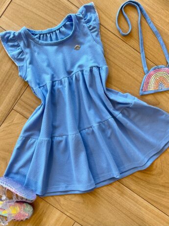 fernandaramoskids com br Vestido Infantil Feminino Manga Curta com Bolsinha Arco Íris 1