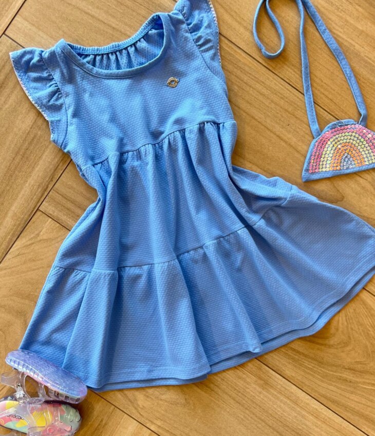 fernandaramoskids com br Vestido Infantil Feminino Manga Curta com Bolsinha Arco Íris 1