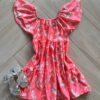 Vestido Infantil Feminino Manga Curta com Detalhes Estampado Rosa Fernanda Ramos Kids