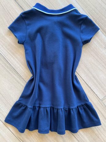 Vestido Infantil Feminino Manga Curta com Gola Estampado Azul Fernanda Ramos Kids