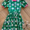 Vestido Infantil Feminino Manga Curta Estampa Jardim Verde Fernanda Ramos Kids