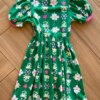 fernandaramoskids com br Vestido Infantil Feminino Manga Curta Estampa Jardim Verde2