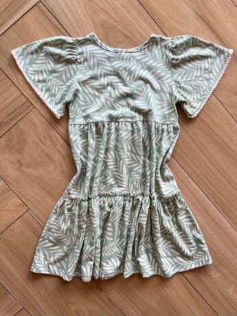 fernandaramoskids com br Vestido Infantil Feminino Manga Curta Estampado com Detalhe Verde2