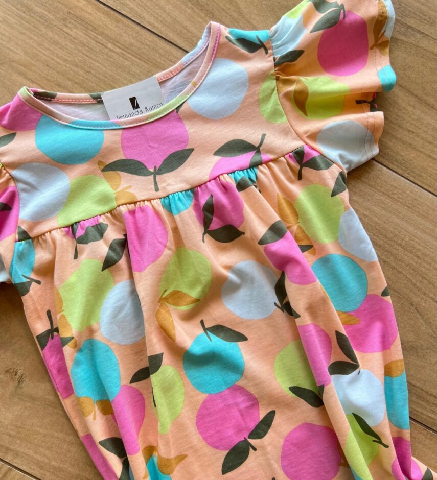 fernandaramoskids com br Vestido Infantil Feminino Manga Curta Evase Estampa Frutas1