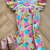 Vestido Infantil Feminino Manga Curta Evase Estampa Frutas Fernanda Ramos Kids