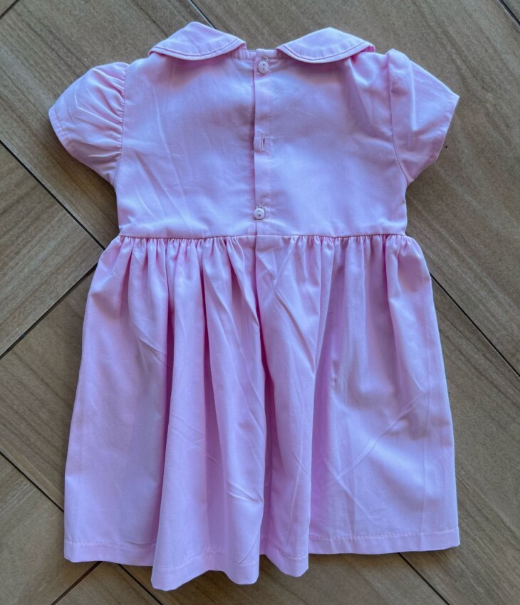 fernandaramoskids com br Vestido Infantil Feminino Manga Curta Gola e Detalhes Rosa2