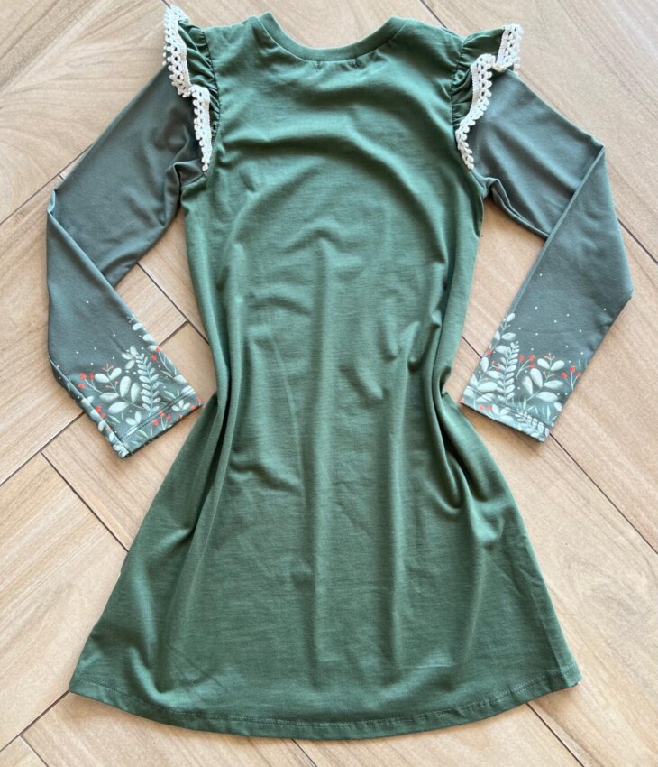 Vestido Infantil Feminino Manga Longa Malha Fresh Estampado Verde Fernanda Ramos Kids