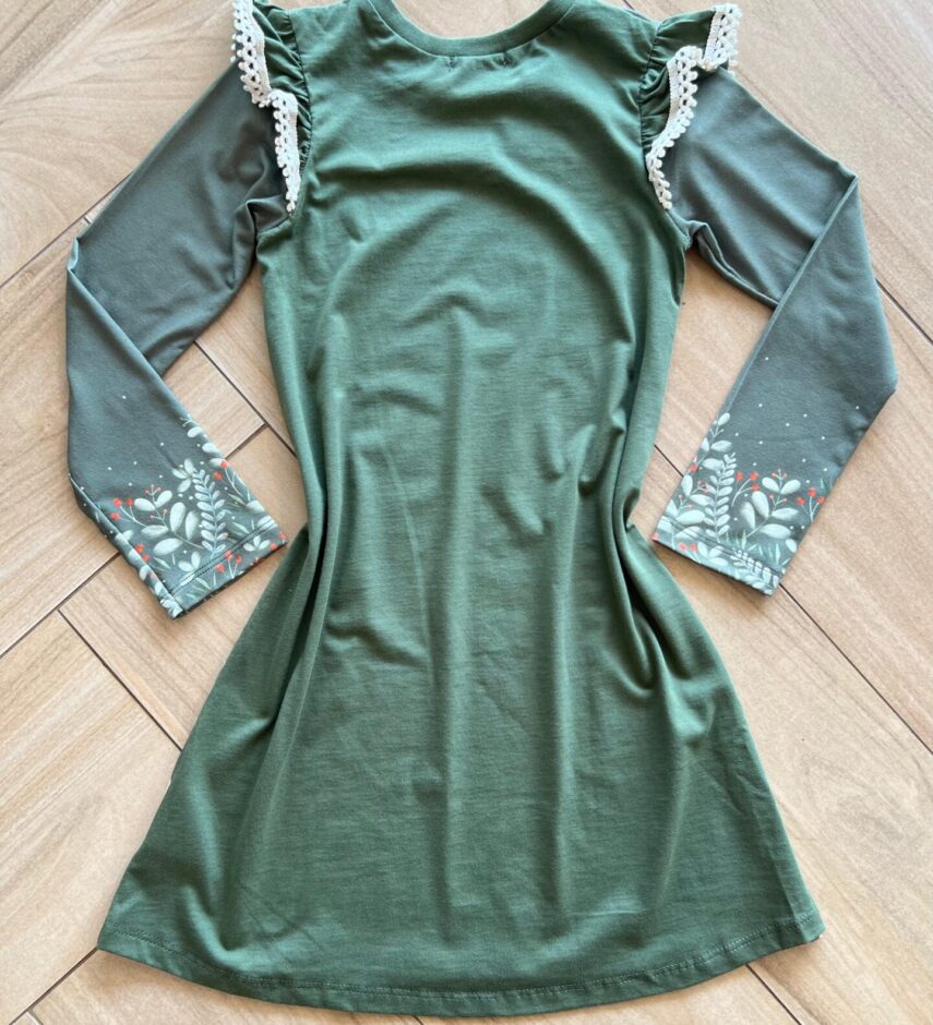 Vestido Infantil Feminino Manga Longa Malha Fresh Estampado Verde Fernanda Ramos Kids