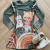 Vestido Infantil Feminino Manga Longa Malha Fresh Estampado Verde Fernanda Ramos Kids