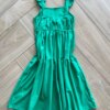 Vestido Infantil Feminino Midi com Babado na Alça Verde Bandeira Fernanda Ramos Kids