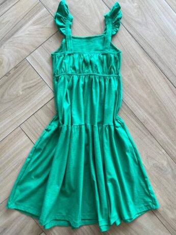 Vestido Infantil Feminino Midi com Babado na Alça Verde Bandeira Fernanda Ramos Kids