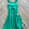 Vestido Infantil Feminino Midi com Babado na Alça Verde Bandeira Fernanda Ramos Kids