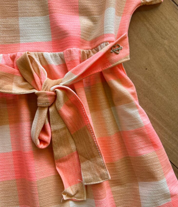 fernandaramoskids com br Vestido Infantil Feminino Midi Xadrez com Amarração1