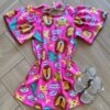Vestido Infantil Feminino Mundo Animal Rosa Fernanda Ramos Kids