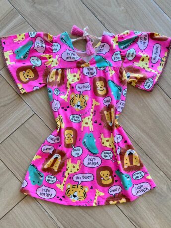 fernandaramoskids com br Vestido Infantil Feminino Mundo Animal Rosa 1