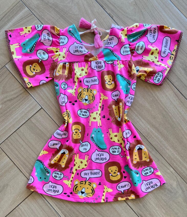 fernandaramoskids com br Vestido Infantil Feminino Mundo Animal Rosa 1
