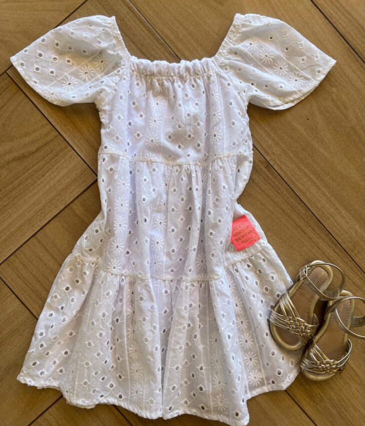 Vestido Infantil Feminino Off White Lese Fernanda Ramos Kids