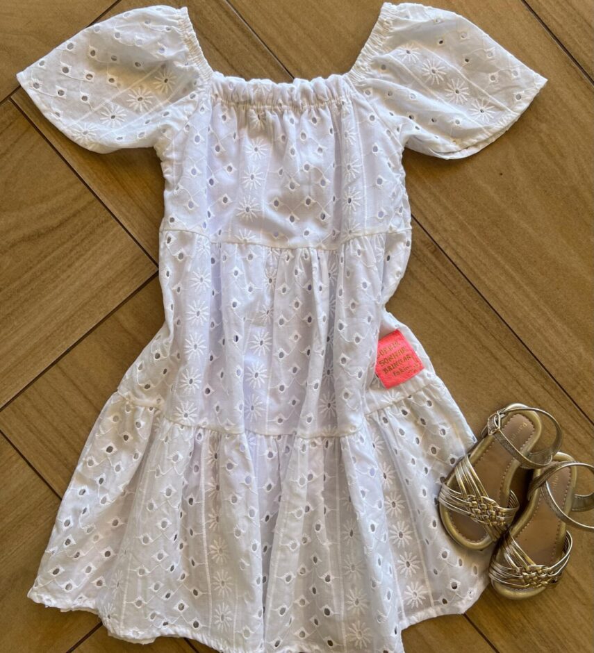 Vestido Infantil Feminino Off White Lese Fernanda Ramos Kids
