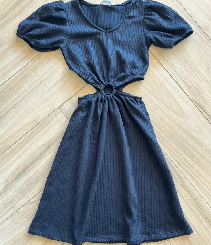 Vestido Infantil Feminino Preto Canelado Fernanda Ramos Kids