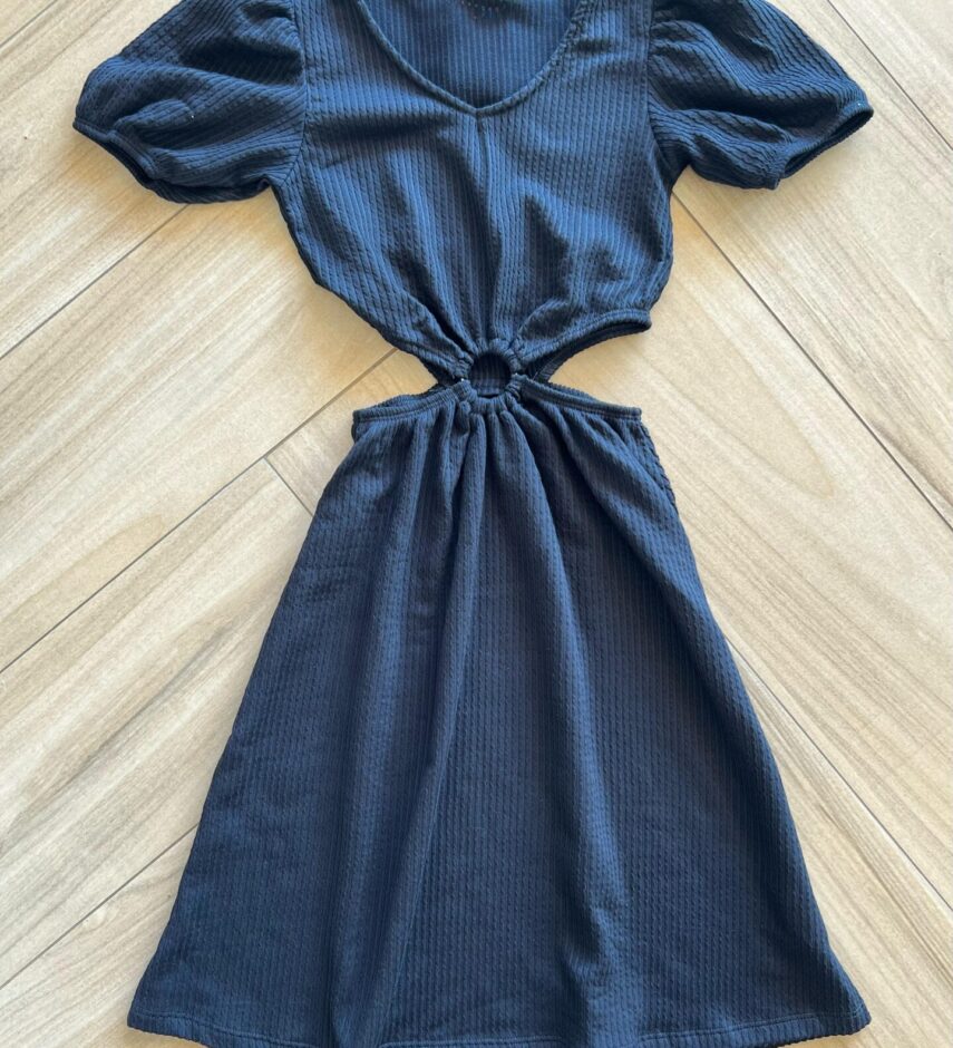 Vestido Infantil Feminino Preto Canelado Fernanda Ramos Kids