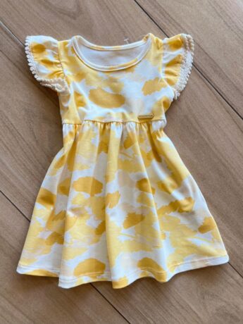 Vestido Infantil Feminino Rodado Amarelo com Detalhe nas Mangas da Fernanda Ramos Kids