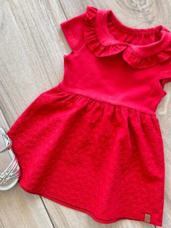 fernandaramoskids com br Vestido Infantil Feminino Rodado com Bordado Vermelho1