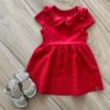 Vestido Infantil Feminino Rodado com Bordado Vermelho Fernanda Ramos Kids