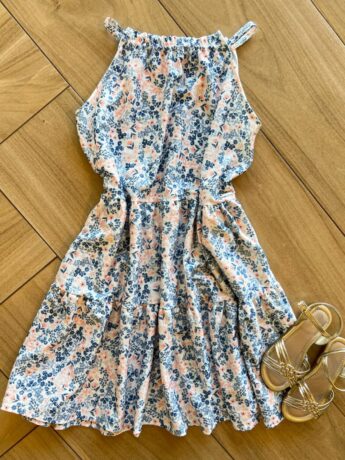 Vestido Infantil Feminino Rodado com Botão Estampado Fernanda Ramos Kids