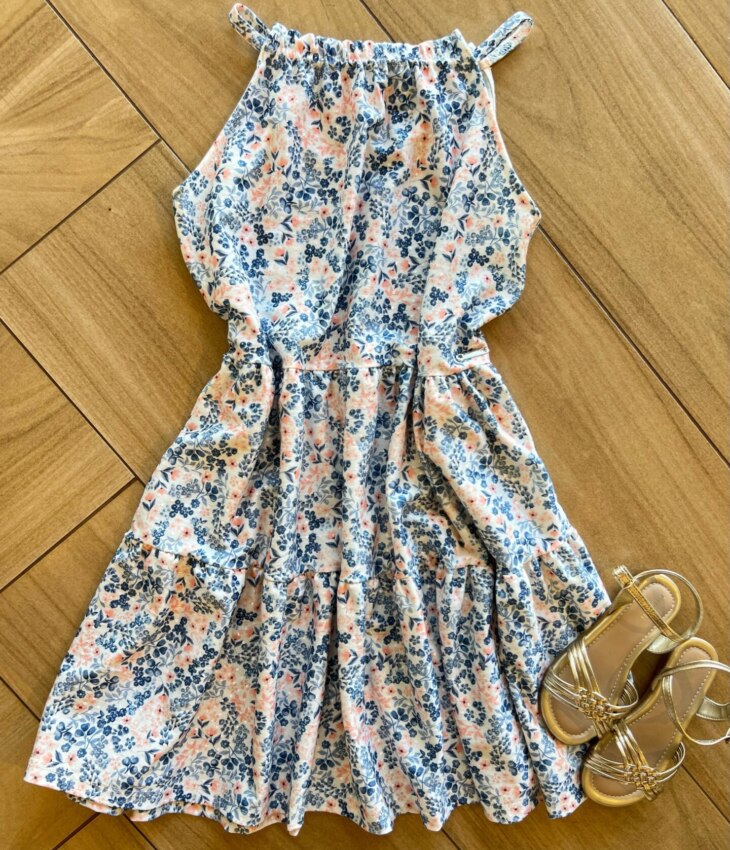 Vestido Infantil Feminino Rodado com Botão Estampado Fernanda Ramos Kids