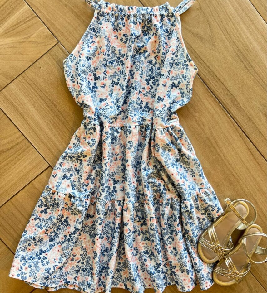 Vestido Infantil Feminino Rodado com Botão Estampado Fernanda Ramos Kids