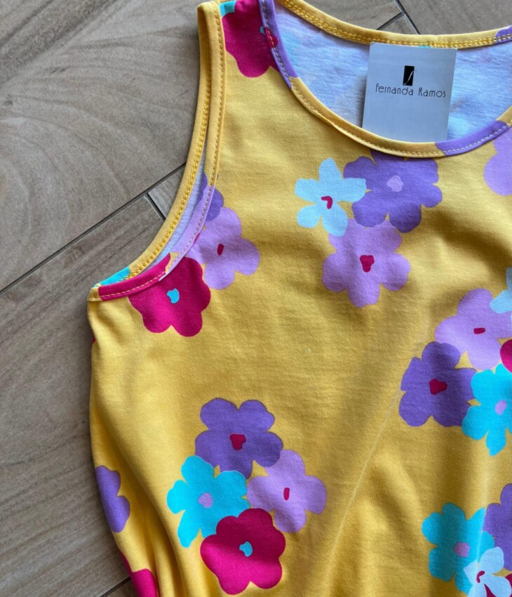 fernandaramoskids com br Vestido Infantil Feminino Rodado com Flores Amarelo1