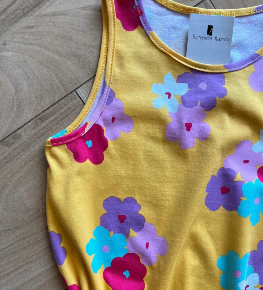 fernandaramoskids com br Vestido Infantil Feminino Rodado com Flores Amarelo1
