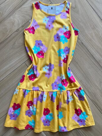 Vestido Infantil Feminino Rodado com Flores Amarelo Fernanda Ramos Kids