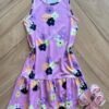 Vestido Infantil Feminino Rodado com Flores Lilás Fernanda Ramos Kids